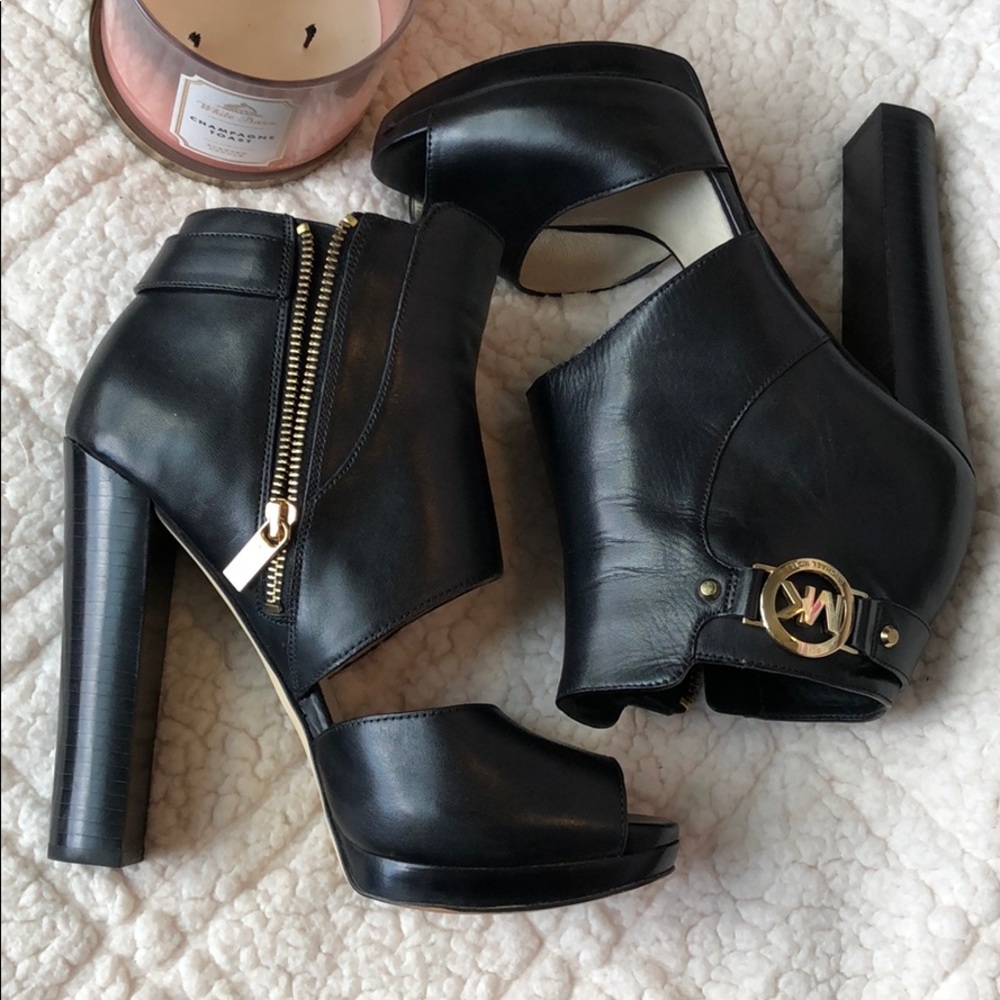 Michael Kors Black Leather Open Toe